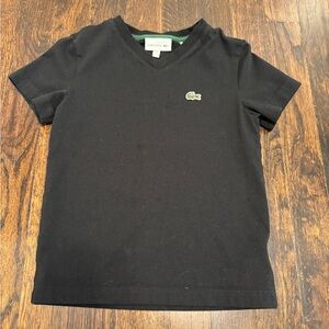 Lacoste Kids Black V-Neck T-Shirt - size 5
